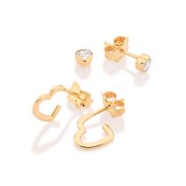 Kit brinco meia argola coração BRANCO 527484 Rommanel