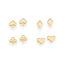 Kit brinco naipes banhado a ouro 18k
