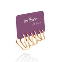 Kit Brinco Rommanel 3 Pares de Argolas Coração Vazado - 527288