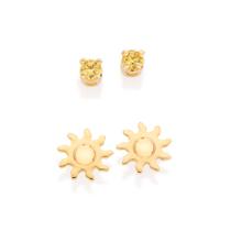 Kit brinco sol folheado a ouro AMARELO 527177 Rommanel Kit brinco sol folheado a ouro AMARELO 527177 Rommanel