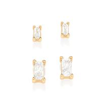 Kit brinco solitários folheado a ouro BRANCO 527048 Rommanel