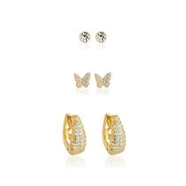 Kit Brinco Trio 1 23 Argolas Cravejada Zircônia Banhada