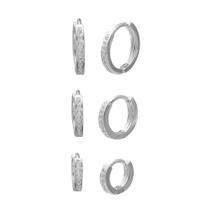 Kit Brinco Trio Com 3 Argolas Cravejadas Em Micro Zircônias prata