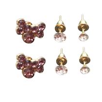 Kit brincos 1 par com pedras roxo e 2 pares ponto de luz