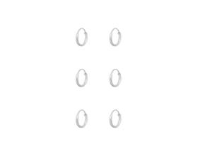 Kit Brincos 3 Furos Prata 925 Trio Brinquinhos Pequenos