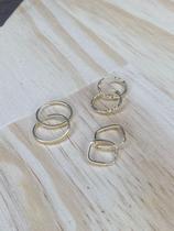 Kit Brincos Argolas Quadrado e Redonda Ouro 18k