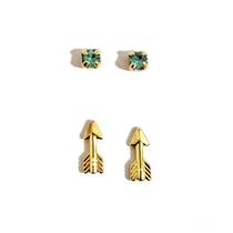 Kit Brincos Flecha e Segundo Furo Strass Azul Turquesa Kit Brincos Flecha e Segundo Furo Strass Azul Turquesa