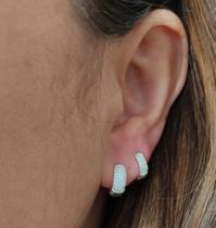 Kit Brincos Masculino E Feminino Argola Cravejada Prata 925