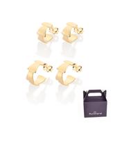 Kit Brincos Meia Argola Banhado a Ouro Rommanel 527391