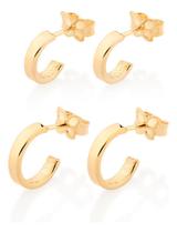 Kit Brincos Meia Argolas Folheado A Ouro Rommanel 527014 Kit Brincos Meia Argolas Folheado A Ouro Rommanel 527014