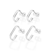 Kit brincos rommanel feminino argolas retangulares de prata maciça 925 820238 Kit brincos rommanel feminino argolas retangulares de prata maciça 925 820238