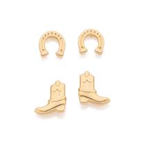 Kit brincos rommanel feminino banhado ouro 18k bota e ferradura 527501 Kit brincos rommanel feminino banhado ouro 18k bota e ferradura 527501