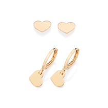 Kit brincos rommanel feminino banhado ouro 18k coração 527462