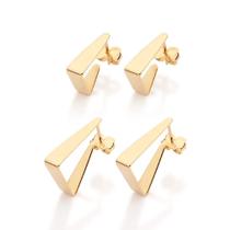 Kit brincos rommanel feminino banhado ouro 18k triangular 527490