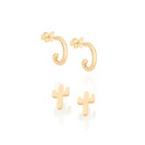 Kit Brincos Rommanel Fol Argolinha E Cacto 526431 121771 Kit Brincos Rommanel Fol Argolinha E Cacto 526431 121771