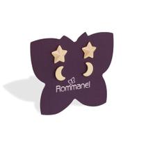 Kit Brincos Rommanel Lua Brilhante Estrela Acetinada Kit Brincos Rommanel Lua Brilhante Estrela Acetinada
