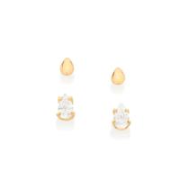 Kit Brincos Rommanel Pequenos Gota E Zircônia 526962 326962