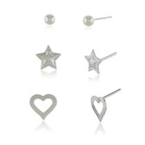Kit Brincos Stelle -Banho Ródio Branco Kit Brincos Stelle -Banho Ródio Branco