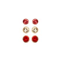 Kit Brincos Trio Strass Cristal Folheado Ouro 18k Antialérgico Kit Brincos Trio Strass Cristal Folheado Ouro 18k Antialérgico