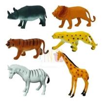 Kit Brinquedo 6 Animal Selvagem Miniatura Coleção Leão Onça - Toy King