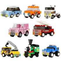 Kit Brinquedo 8 Blocos de Montar - Construção Desenho Veículos Trem Brinquedo infantil Crianças Kit Completo:8 Modelos