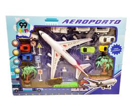 kit brinquedo Aeroporto Avião Caminhão Carros 21 Peças