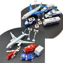 Kit Brinquedo Aeroporto Transito 18pçs Avião Caminhão Carro