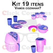Kit Brinquedo Air Fryer Panela Jarra Copo Pote Prato 19pç