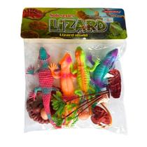 Kit Brinquedo Animais Lagartos de Borracha 12 Peças Diversos