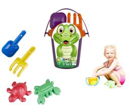 Kit Brinquedo Baldinho de Praia Infantil Jacaré Colorido