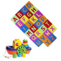Kit Brinquedo Barco Encaixar+Tatame Emborrachado Alfabeto Criança 26 Peças