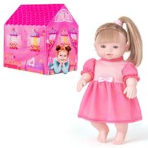 Kit Brinquedo Boneca Bebe Elisi 30 Frases com Minha Barraca