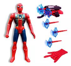 Kit Brinquedo Boneco Homem Aranha Com Luva e Lançador e 3 Dardos - DSF