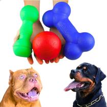 Kit Brinquedo Cachorro Pitbull Osso Bola Halter Pet Interativo Ossinho Maciço Porte Grande Big Bull