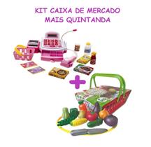 Kit Brinquedo Caixa Registradora e Cesta Legumes Organicos