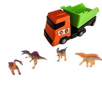 Kit Brinquedo Caminhão Caçamba Articulado E 4 Dinossauros Infantil Borracha Kit Brinquedo Caminhão Caçamba Articulado E 4 Dinossauros Infantil Borracha