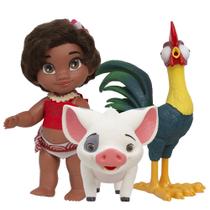 Kit Brinquedo Coleção Moana Pua Hei Hei Disney Pode Molhar