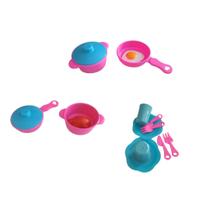Kit Brinquedo Cozinha Infantil 2 Panelinhas 2 Frigideiras Com Ovo E Frango Pratinho Talheres Copos - Zucatoys