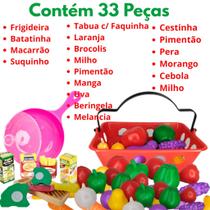 Kit Brinquedo Cozinha Infantil 33 Pçs Frutinhas Crec com tiras autocolantes Comidinhas Frutas Faz de Conta