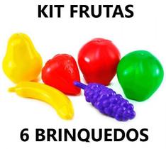 Kit Brinquedo Cozinha Infantil Frutas Feirinha Faz de Conta