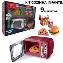 Kit Brinquedo Cozinha Infantil Menino Microondas Sanduiche
