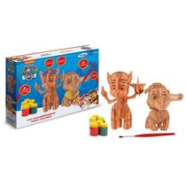 Kit Brinquedo de Montar Cachorrinhos de Madeira para Colorir Patrulha Canina Com Pincel e 6 Tintas X