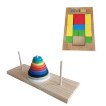 Kit Brinquedo de Raciocínio Lógico Klotski e Torre de Hanoi
