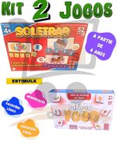 Kit Brinquedo Didatico Infantil Soletrar Alfabetização E Jogo Da Memoria Memo Food Bilingue Coluna Brinquedos