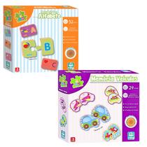 Kit Brinquedo Didatico Jogo Da Memoria Bebe Veiculos E Quebra-cabeças Descobrindo O Alfabeto Nig Brinquedos