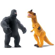 Kit Brinquedo Dinossauro T-Rex c/ Som vs Gorila King Kong Articulado - Bee Toys
