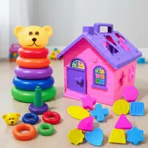 Kit Brinquedo Educativo 1 Ano Menino Menina Casinha Ursinho