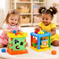 Kit Brinquedo Educativo Bloco Baby Animal E Castelinho Didatico Encaixe Letras Numeros 1 Ano Para Coordenação Motora