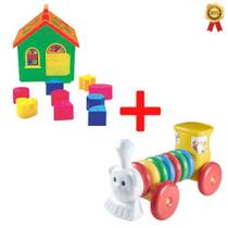 Kit brinquedo educativo casinha e trenzinho didático e pedagógico