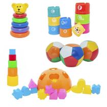 Kit Brinquedo Educativo Copo Encaixe Colorido Bebê Bolas 36P